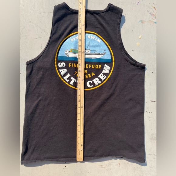Women’s Salty Crew Tank Top Black Refuge Logo L Fishing Ocean Decks Adventure - Picture 12 of 13